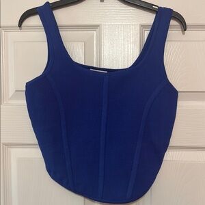 Elegant Blue Sleeveless Bustier Tank Top